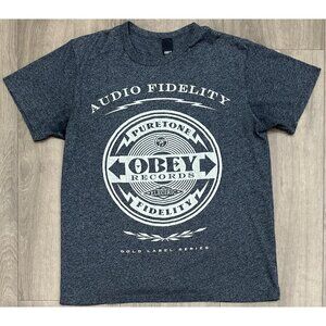 Obey Records Audio Fidelity Electric Gold Label Series Men’s Size L Gray T-Shirt